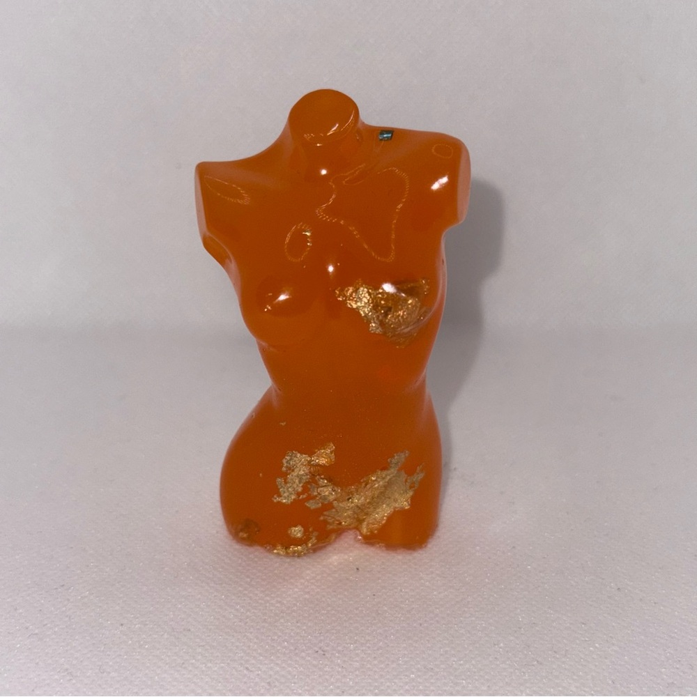 Orange Resin Figurine with Gold Details